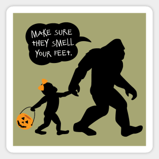 Bigfoot with Girl Child, Smell My Feet Halloween Sticker